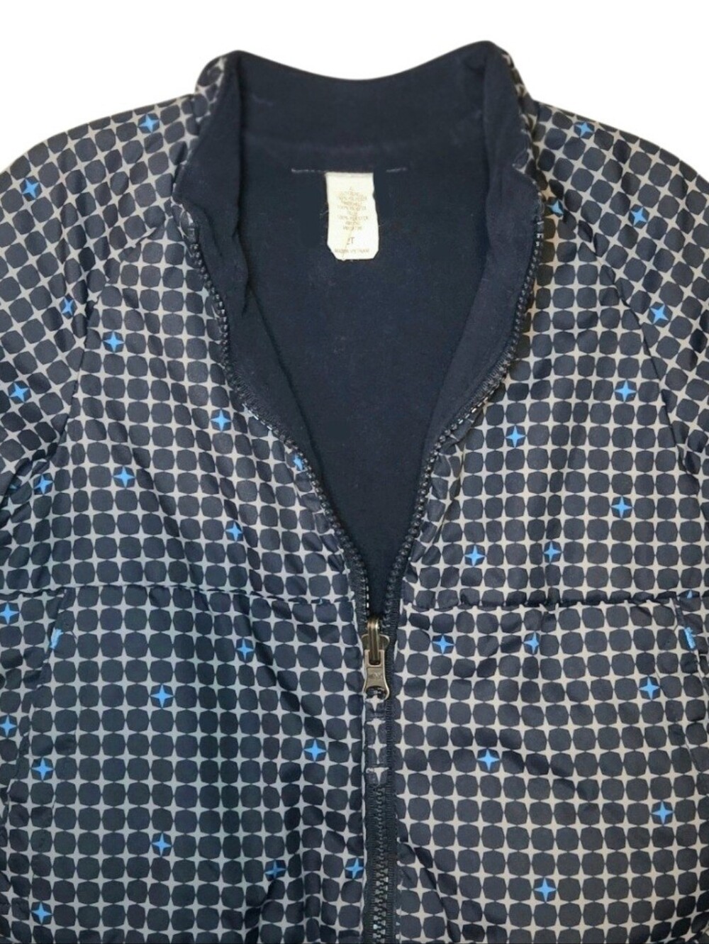 NEW Toddler Unisex Kids Navy Blue Patterned Zip-up Reversible Jacket